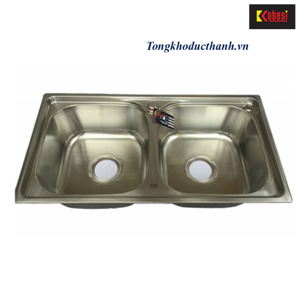 CHẬU HAI HỐ CÂN KOBESI  INOX 304 7843