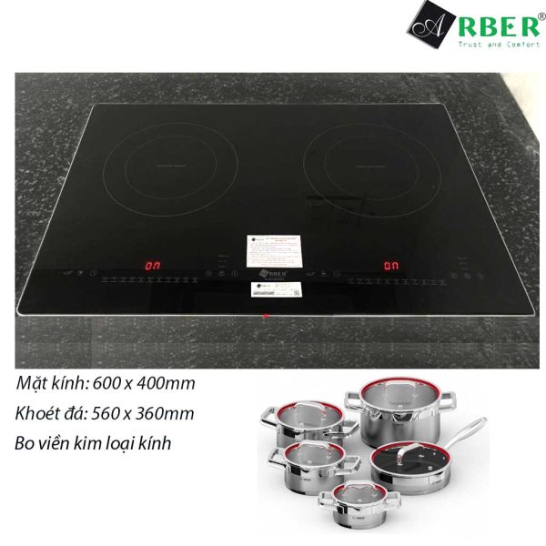 BẾP 2 từ Arber AB-Ei602 ( bo viền kim loại kính)