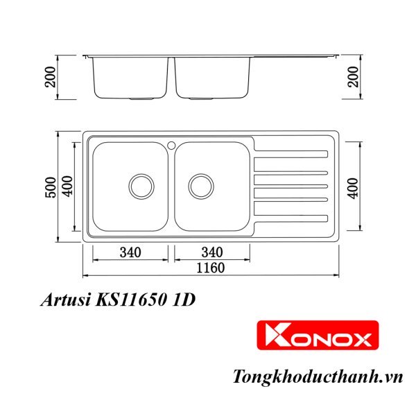 Chậu rửa bát KONOX Artusi KS11650 1D