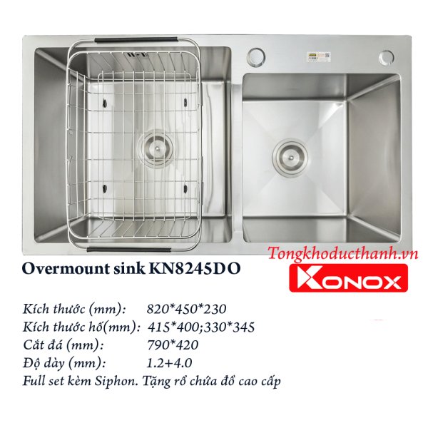 Chậu rửa bát KONOX Overmount sink KN8245DO