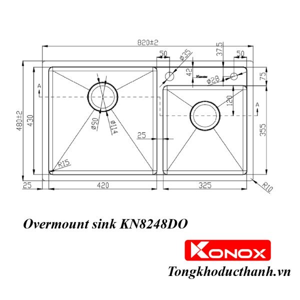 Chậu KONOX KN8248DO