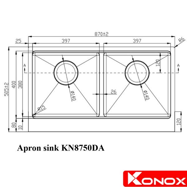 Chậu rửa Konox Apron sink KN8750DA