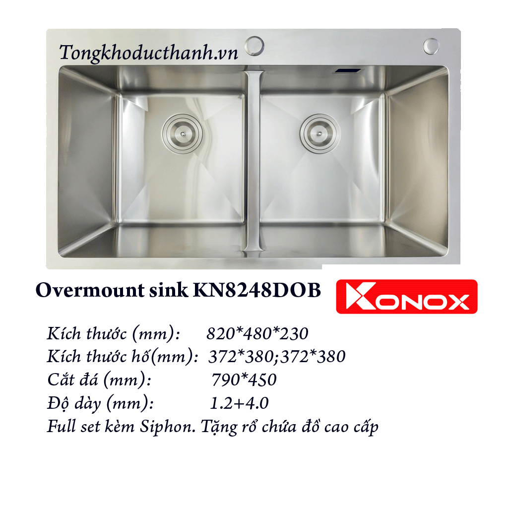 Chậu rửa bát KONOX Overmount sink KN8248DOB