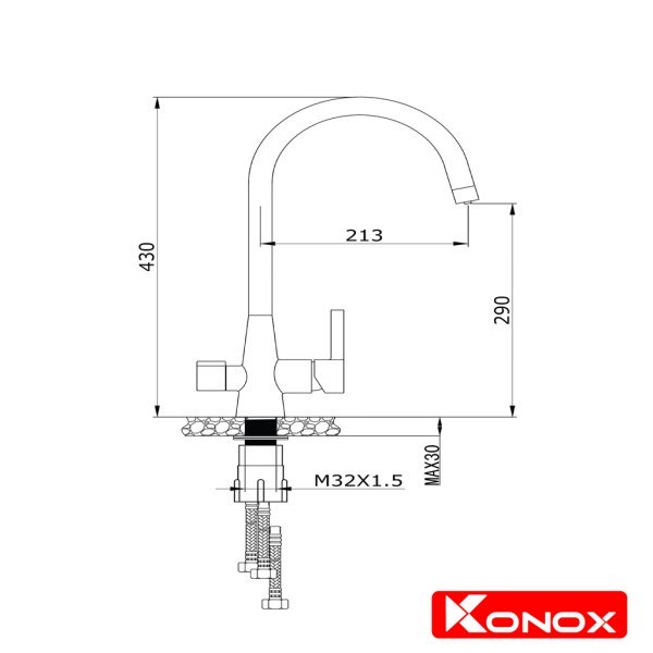 VÒI RỬA BÁT Konox KẾT HỢP RO KN1309