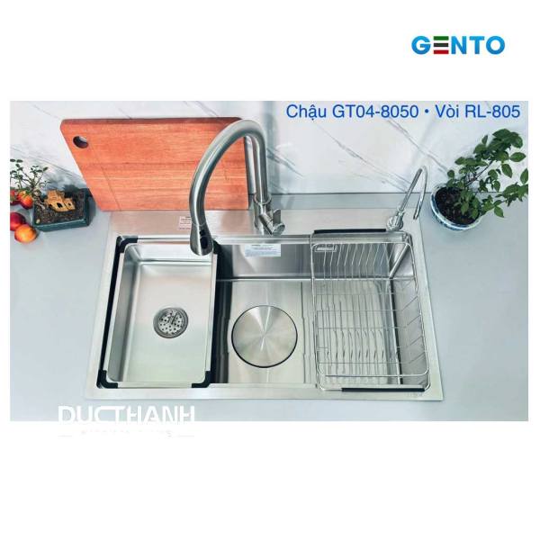 Combo Chậu rửa Gento GT04-8050 và Vòi rút Roslerer