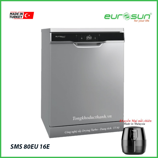 Máy rửa bát Eurosun SMS80EU16E (15 bộ) - Sấy tăng cường, diệt khuẩn