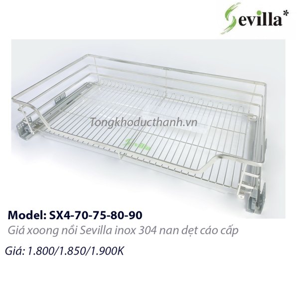 Giá xoong nồi tủ dưới inox 304 nan dẹt Sevilla cao cấp SV-SX4-70/75/80/90