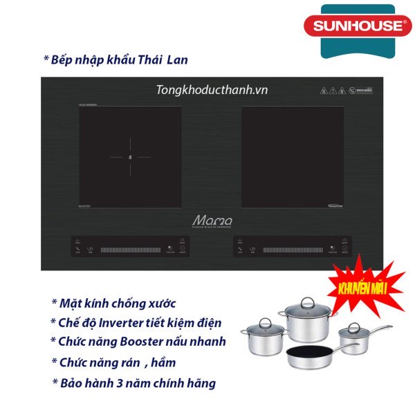 BẾP ĐÔI ĐIỆN TỪ SUNHOUSE MAMA MMB888DI nhập khẩu Thái Lan