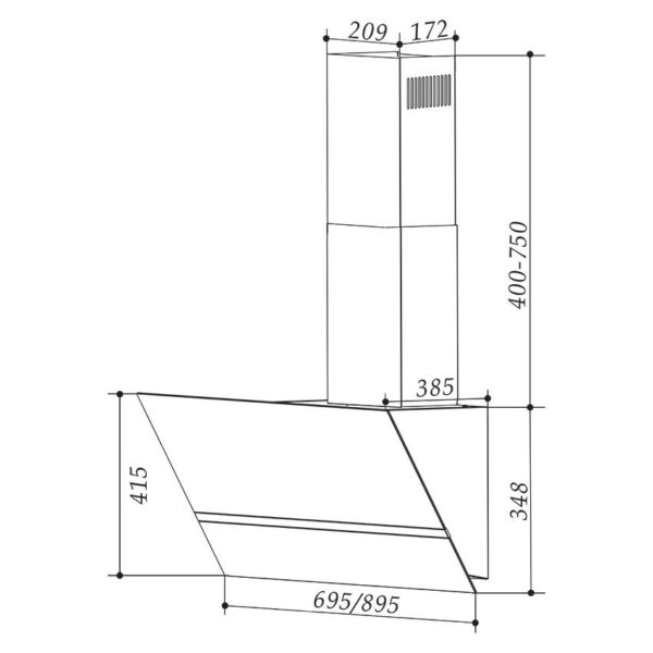 Máy hút mùi kính vát Faster FS-3688SS 70cm/90cm