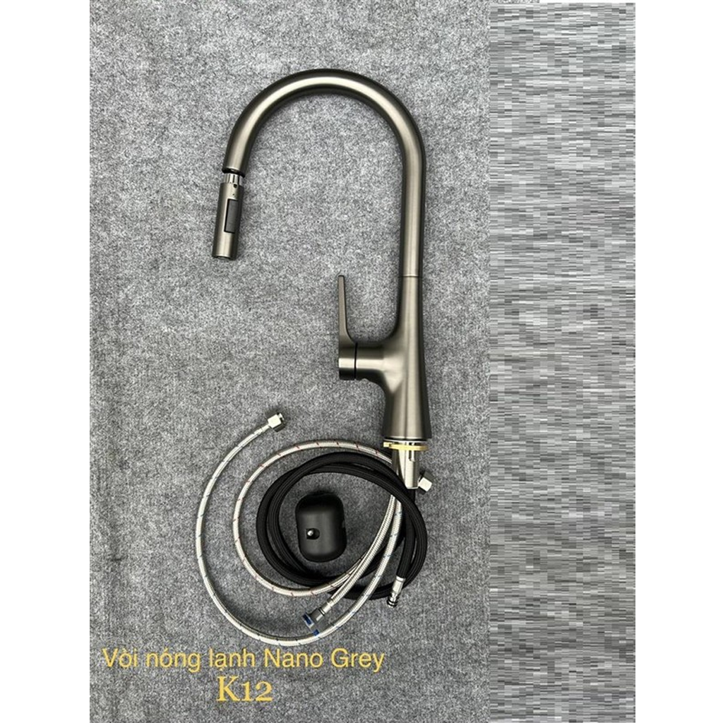 Vòi rửa bát rút nano xám Kagol K12