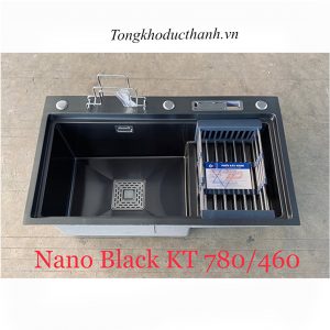 Chậu-rửa-nano-đen-1-hố-Kagol-KND7846B-có-bàn-chờ,-cài-dao-thớt