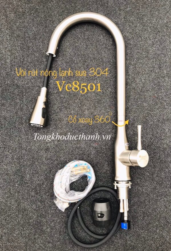 Vòi-rửa-bát-đầu-rút-Kagol-VC8501