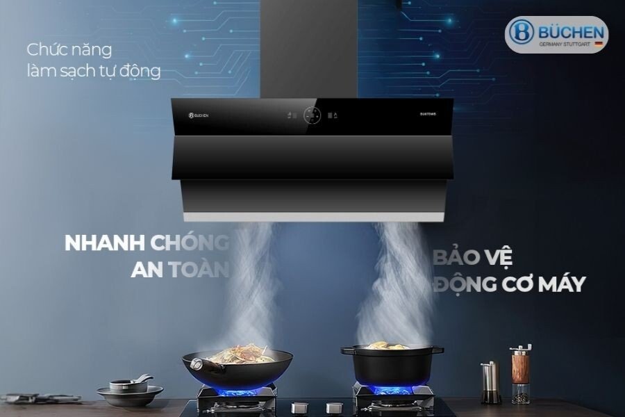 Máy hút mùi kính vát Buchen BU87DWB