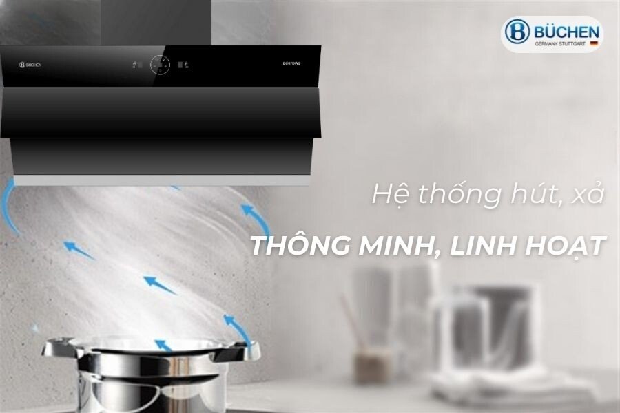 Máy hút mùi kính vát Buchen BU87DWB
