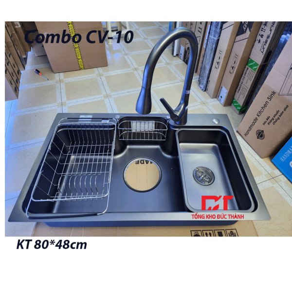 Bộ Combo chậu vòi  CV 10 Chậu Gento 8048, Vòi rút Roslerer Greey