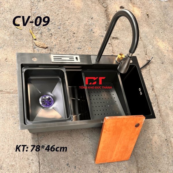 Combo CV 09 Chậu rửa bát Kobesi 7846 nano kèm vòi thác