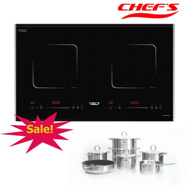 Bếp từ Chefs EH-DIH320  mẫu mới ( kính Crystal Ceram vát cạnh, nẹp nhôm, Công suất 4400W)
