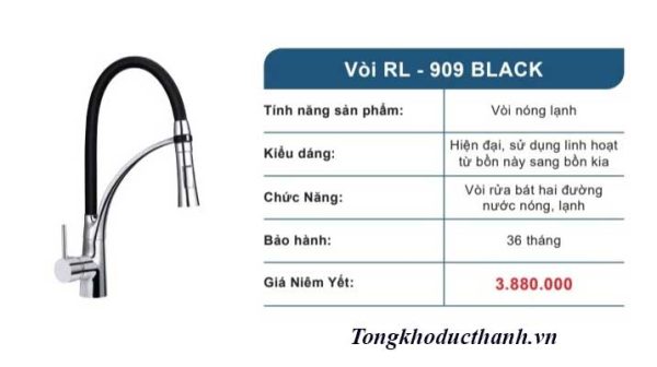 Bộ Combo Chậu Roslerer RL04-8245 nano lệch và Vòi Roslerer RL909 Black
