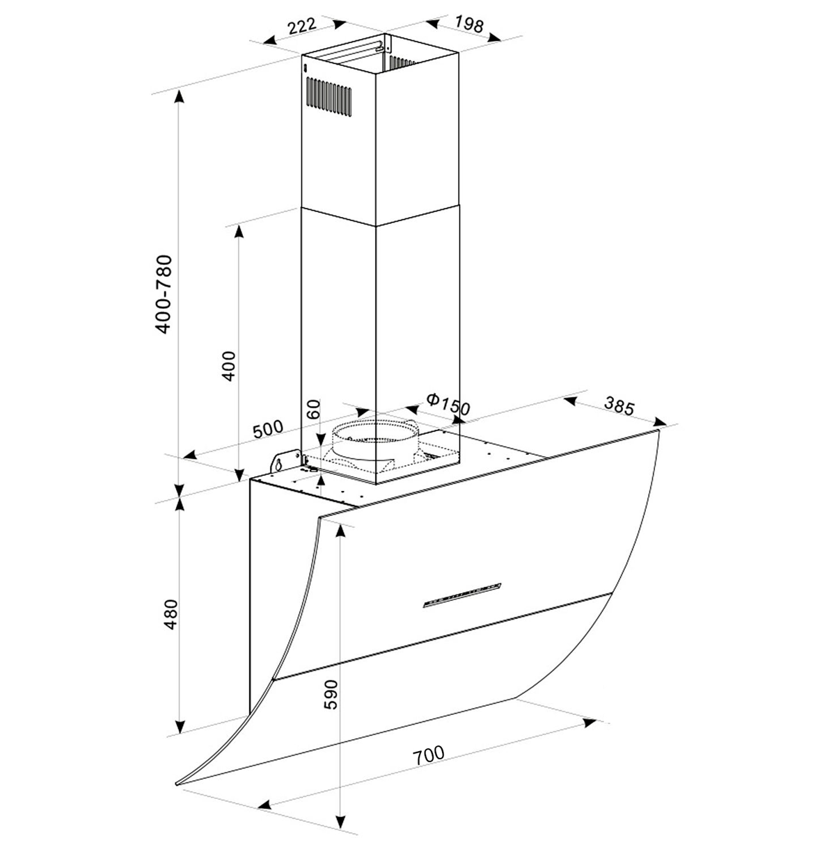 Máy hút mùi Kaff KF-LUX-AT70H-WH