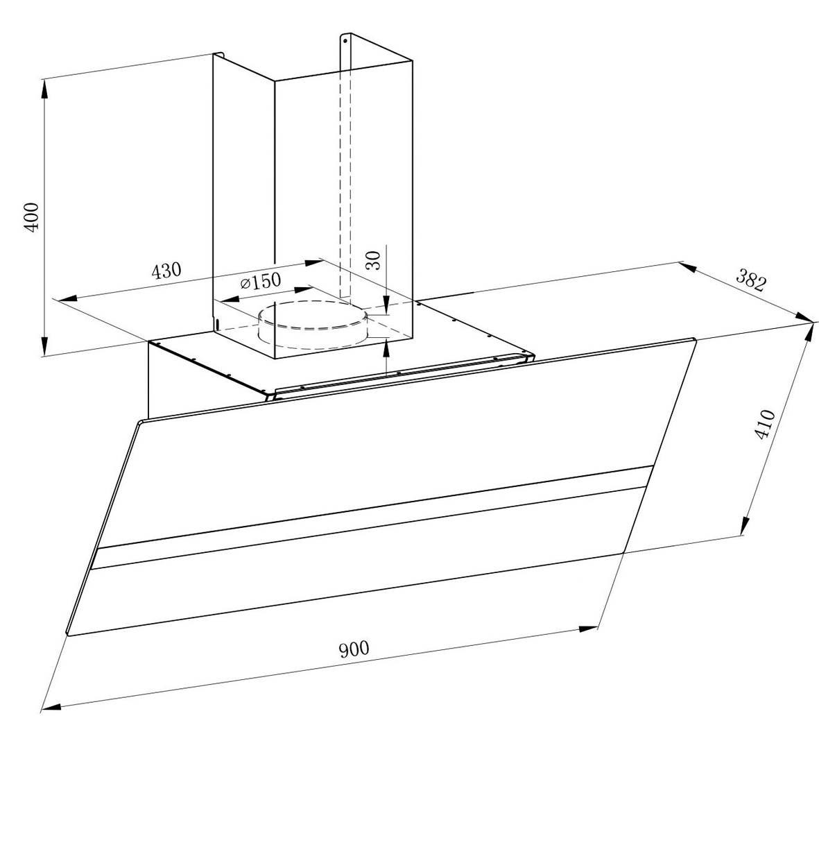 Máy hút mùi Kaff KF-LUX AT90FH-WH