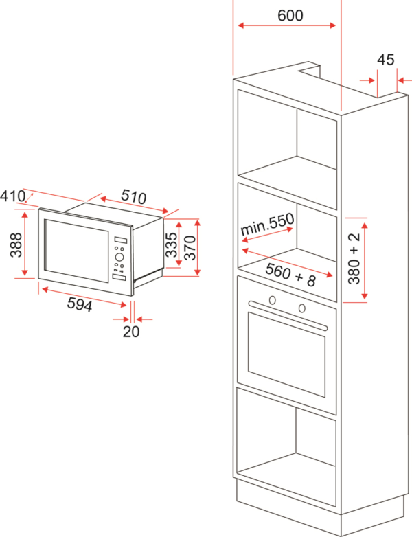 Lò vi sóng âm tủ Kaff KF-MC02 (25 lít)