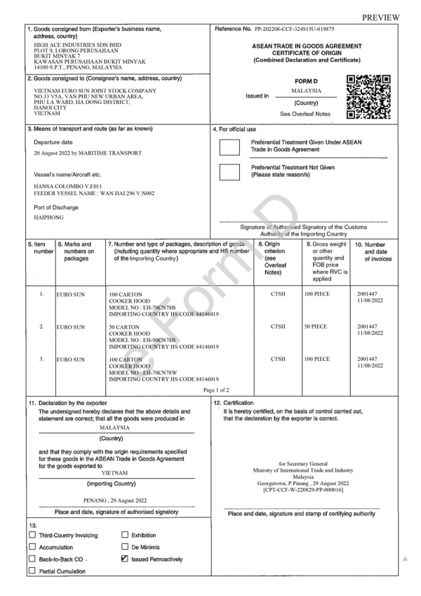 Máy hút mùi Eurosun EH-70CN78W/90CN78W (Malaysia)