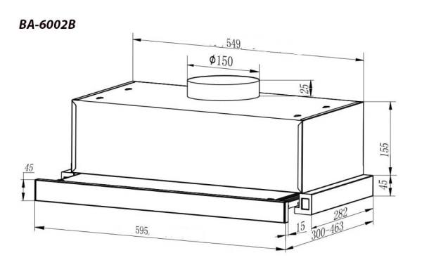 Hút mùi âm tủ Blanc BA-6002B công suất 1000m3/h