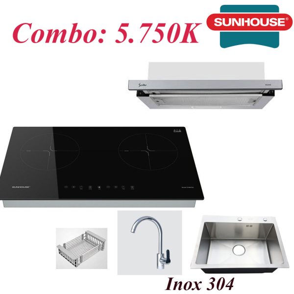 Combo bếp từ, hút mùi, chậu rửa ,vòi rửa bát