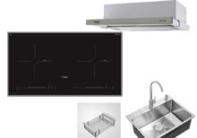 Combo bếp từ Canzy , hút mùi Canzy, chậu rửa Inox 304 ,vòi rửa bát inox 304