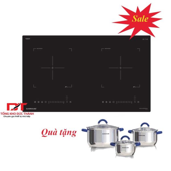 BẾP ĐÔI ĐIỆN TỪ SUNHOUSE SHB-DI05 PLUS ( bo viền nhôm kính, Inverter)