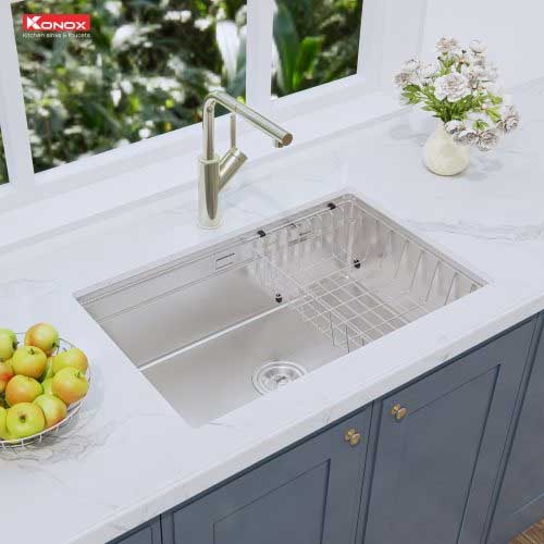 Chậu rửa bát chống xước Konox Workstation Sink – Undermount Sink KN7044SU Dekor