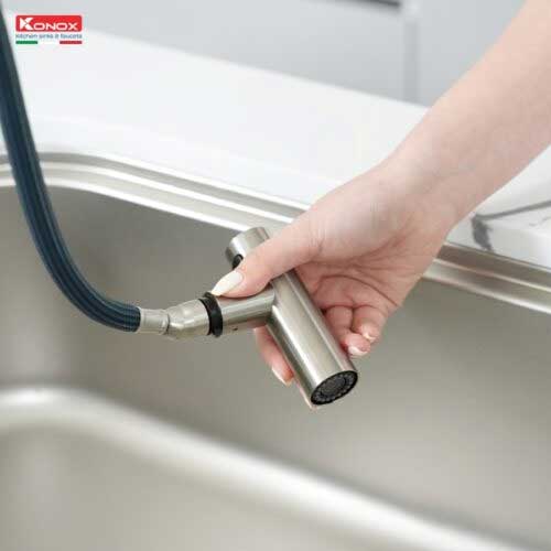 Vòi rửa Konox bát dây rút Volta Nickel