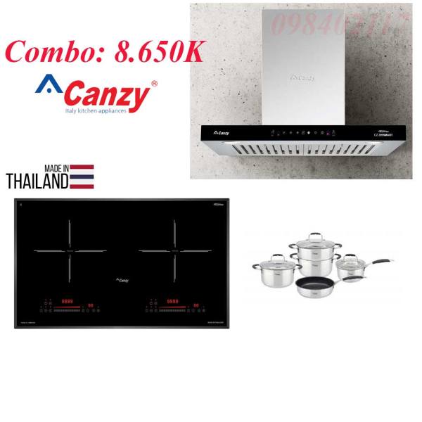 Bộ Combo bếp từ hút mùi Canzy tặng bộ nồi