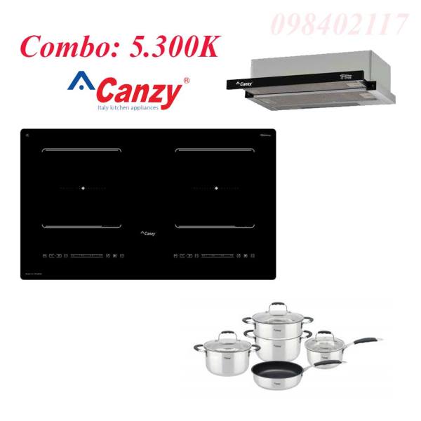 Combo bộ bếp hút mùi canzy tặng bộ nồi