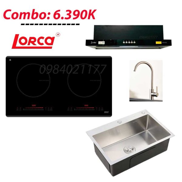Combo Bếp từ Lorca  hút mùi, chậu, vòi