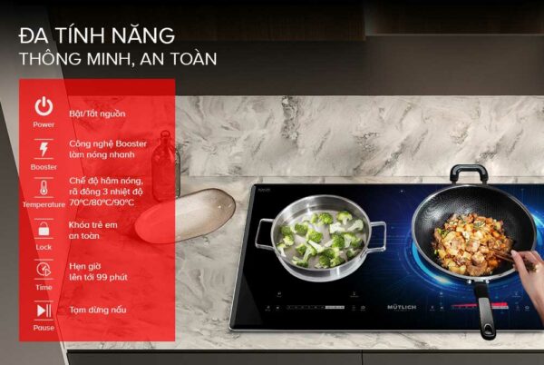 BẾP ĐÔI ĐIỆN TỪ MUTLICH MIM8118PRO kính Schott Ceran