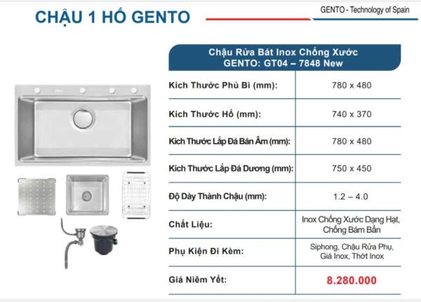 Chậu rửa bát Inox chống xước Gento GT 7848 New