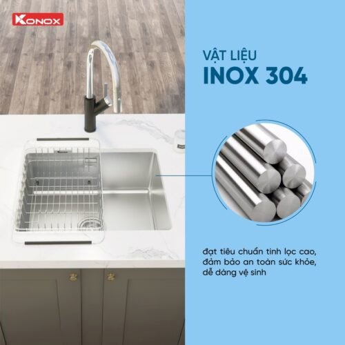 Chậu rửa bát 1 hố chống xước KN6044SU Dekor