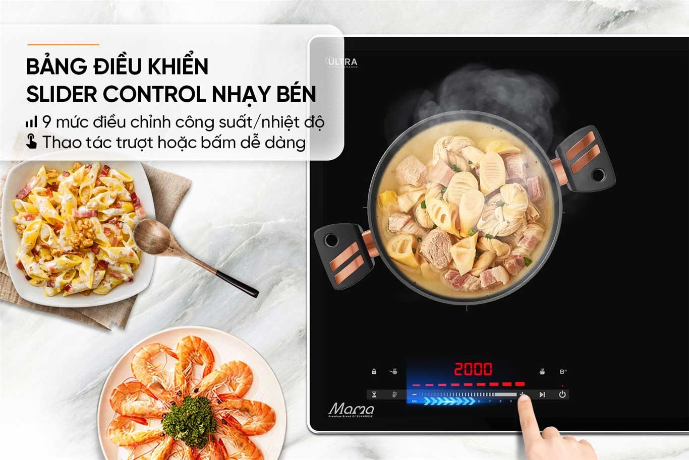 BẾP ĐÔI ĐIỆN TỪ SUNHOUSE MAMA MMB82262-M nhập Malaysia