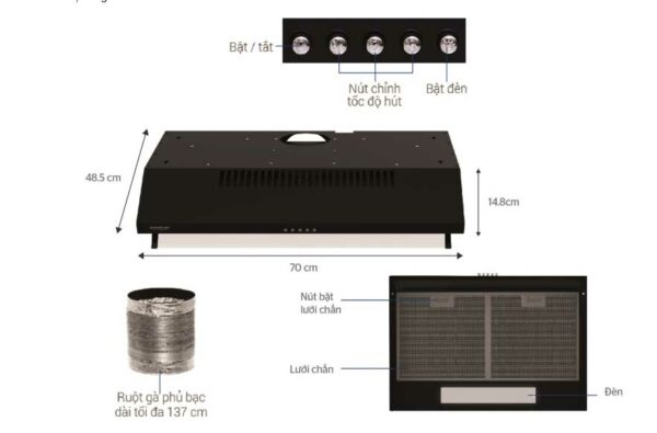 Máy hút mùi Sunhouse SHB 6118B