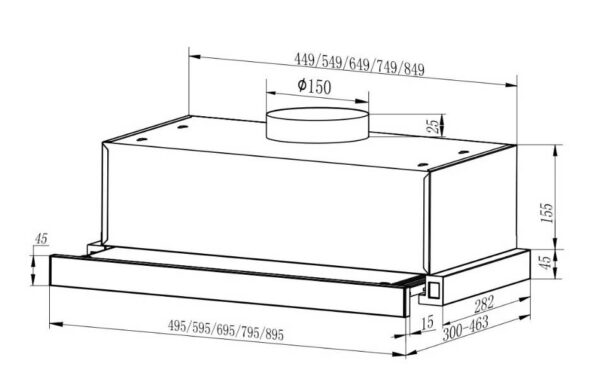 Hút mùi âm tủ Blanc BA-6002B công suất 1000m3/h
