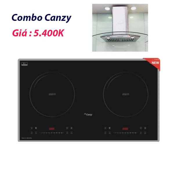 Combo bếp từ Canzy, hút mùi Canzy kính cong