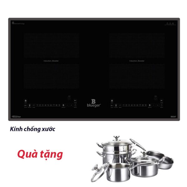 Bếp từ đôi Blueger B826T kính chống  xước