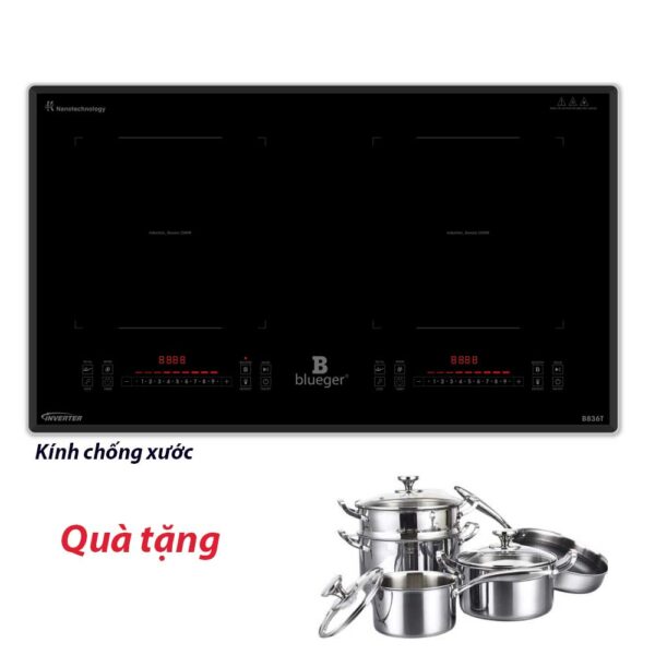 Bếp từ đôi Blueger B836T kính cống xước mẫu mới