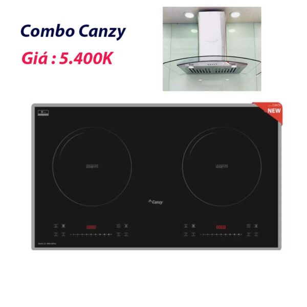 Combo bếp từ Canzy, hút mùi Canzy kính cong