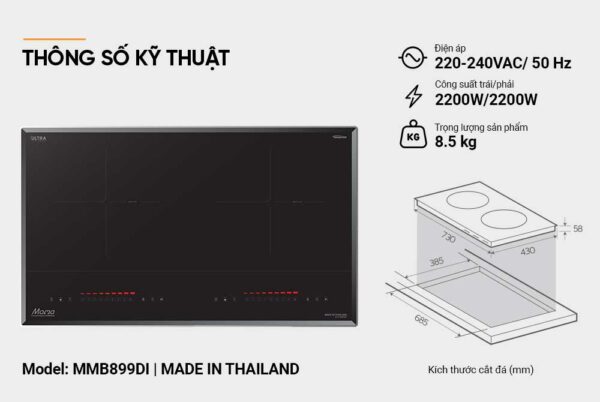 BẾP ĐÔI ĐIỆN TỪ SUNHOUSE MAMA MMB899DI nhập khẩu Thái Lan