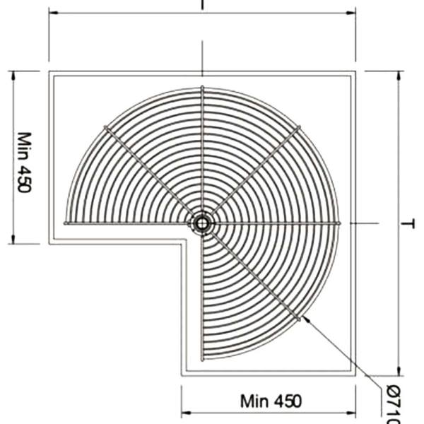 Mâm xoay góc 3/4 mở 270º Inox 304 nan tròn 800mm Sevilla X270