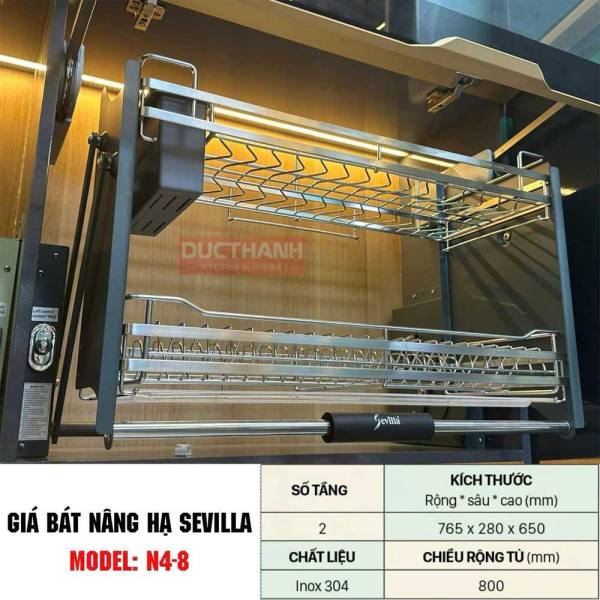 Giá bát nâng hạ Sevilla Inox 304 cao cấp N4-8
