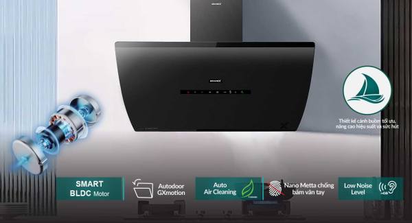 Máy hút mùi kính vát Grandx GX H70S86G