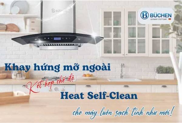 Máy hút mùi kính cong Buchen BU85HS Clean tự động làm sạch mô tơ